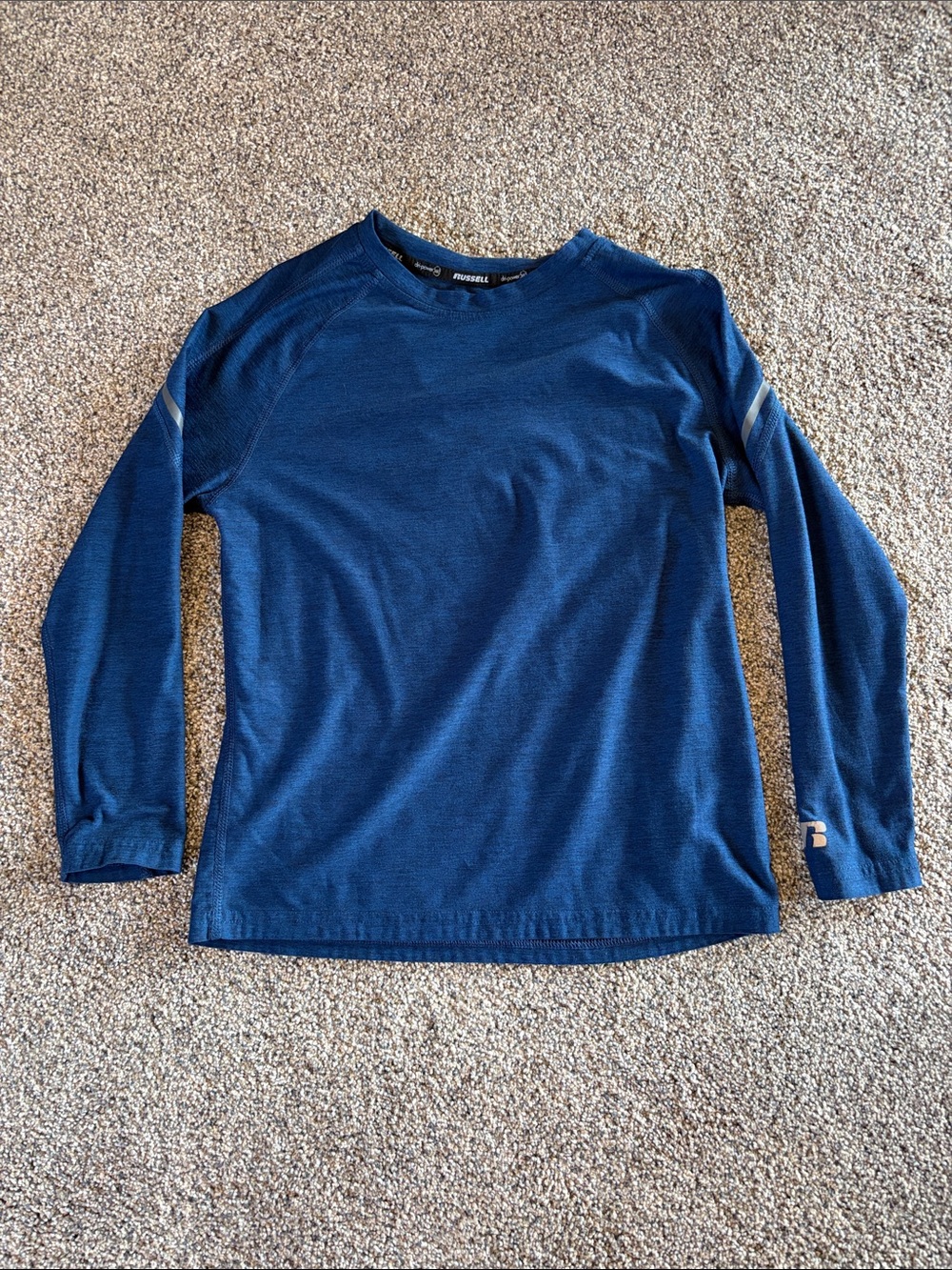 Boys Russell Athletic Kids Long Sleeve Tee in Navy Blue Size 8